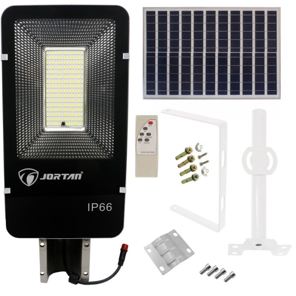 Led Αδιάβροχο Ηλιακό Φωτιστικό Δρόμου 100W 16640LM με Βάση Στήριξης και Τηλεχειριστήριο Jortan JT-YS-100W