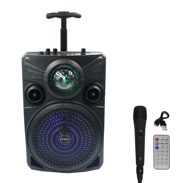 Φορητό Ασύρματο Ηχείο 8" Bluetooth FM, USB, TF, AUX 20W TWS με Λαβή Μεταφοράς BT-2077 Μαύρο