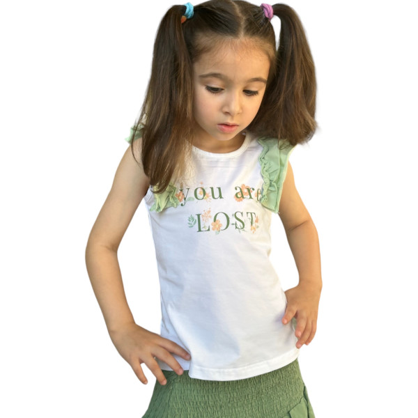 CHILDREN'S T-SHIRT FOR GIRL MOHICANS KG-ND1810 WHITE