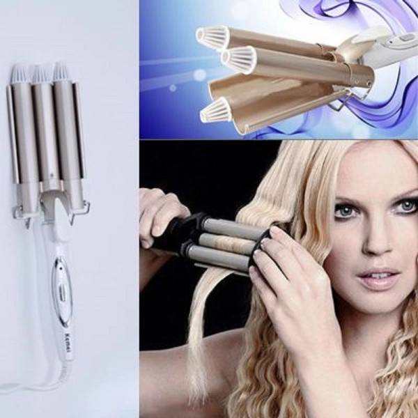 HAIR SCISSORS FOR WAVY HAIR KEMEI KM-1010 PINK-GOLD