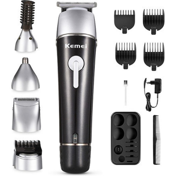 Σετ Επαναφορτιζόμενης Κουρευτικής Μηχανής Kemei KM-1015 Μαύρο