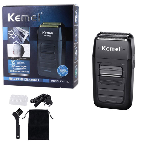 Επαναφορτιζόμενη Ξυριστική Μηχανή Προσώπου Kemei KM-1102 Μαύρο