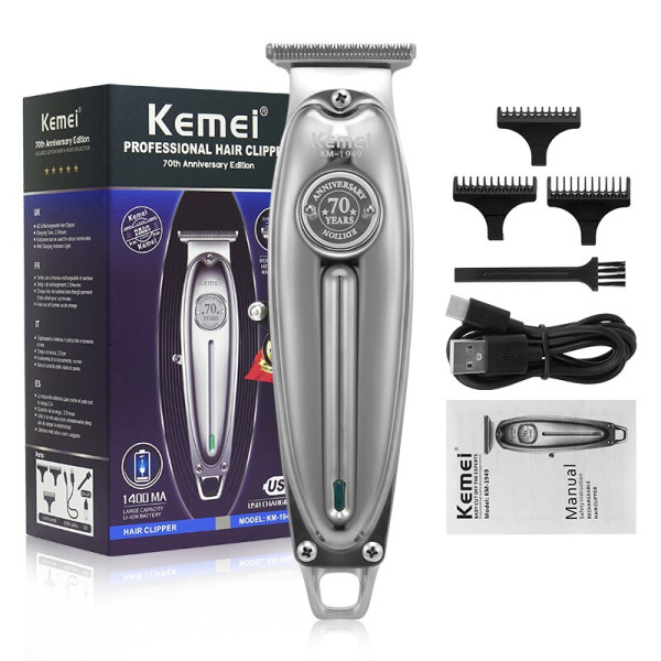 Επαναφορτιζόμενη Κουρευτική Μηχανή Kemei KM-1949 Ασημί