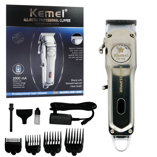 Επαναφορτιζόμενη Κουρευτική Μηχανή Kemei KM-1996 Ασημί