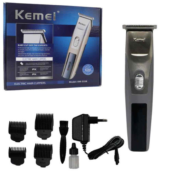 Επαναφορτιζόμενη Κουρευτική Μηχανή Kemei KM-2158 Ασημί