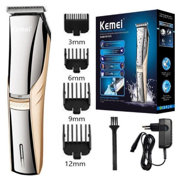 Επαναφορτιζόμενη Κουρευτική Μηχανή Kemei KM-5018 Μαύρο-Χρυσό