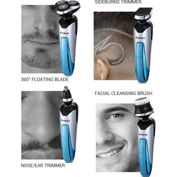 RECHARGEABLE SHAVER 4D 4 IN 1 KEMEI  KM-5390.SILVER