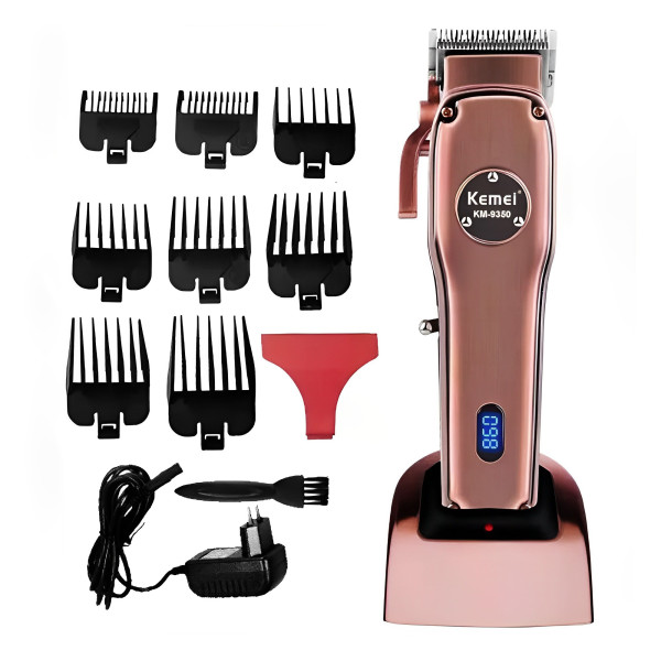 Επαναφορτιζόμενη Κουρευτική Μηχανή Kemei KM-9350 Ροζ - Χρυσό