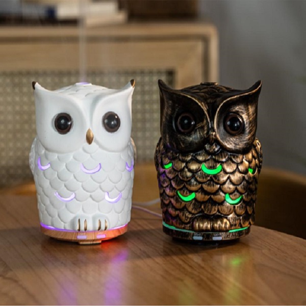 Συσκευή αρωματοθεραπείας Diffuser - Φωτιστικό 7 χρωμάτων 200 ml κουκουβάγια KP-6016 Λευκό/Καφέ