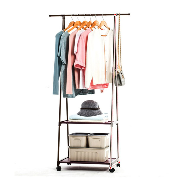 Τροχήλατη Κρεμάστρα Δαπέδου με 2 Ράφια 55x42x160cm Μαύρο