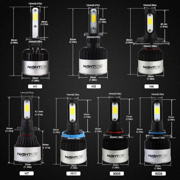 Led Λάμπες Αυτοκινήτου - Μηχανής H4 12V-24V 72W 6500K 10000LM A315-S2-H4 NIGHTEYE 2 τμχ