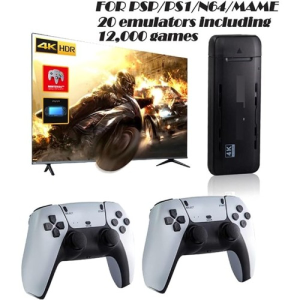 Κονσόλα παιχνιδιών τύπου PS5 με 2 ασύρματα χειριστήρια 4K Ultra Game Stick Lehuai LH-909 Λευκό