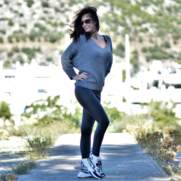 LEGGINGS HIGH WAIST LEATHER MOHICANS LM1060-71 BLACK