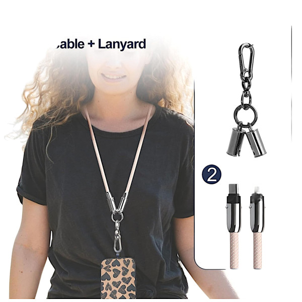 Λουράκι Κινητού 2-σε-1 60W, Καλώδιο Γρήγορης Φόρτισης  Καλώδιο USB C σε Καλώδιο Γρήγορης Φόρτισης PD 60W Fightning SG-069PD Μπεζ