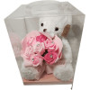 Λούτρινο αρκουδάκι πριγκίπισσα με μπουκέτο ροζ τριαντάφυλλλα σε κουτί 84734 λευκό 28εκ