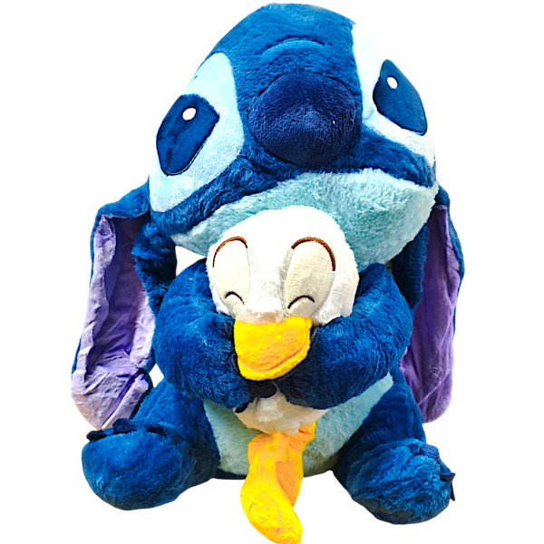 Λούτρινο Stitch 55cm Blue Alien Holding Baby Duck 1440-313