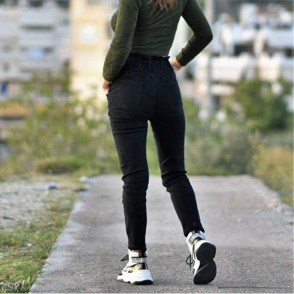 TROUSERS JEANS HIGH-WAISTED BOYFRIEND MOHICANS LW8106 BLACK