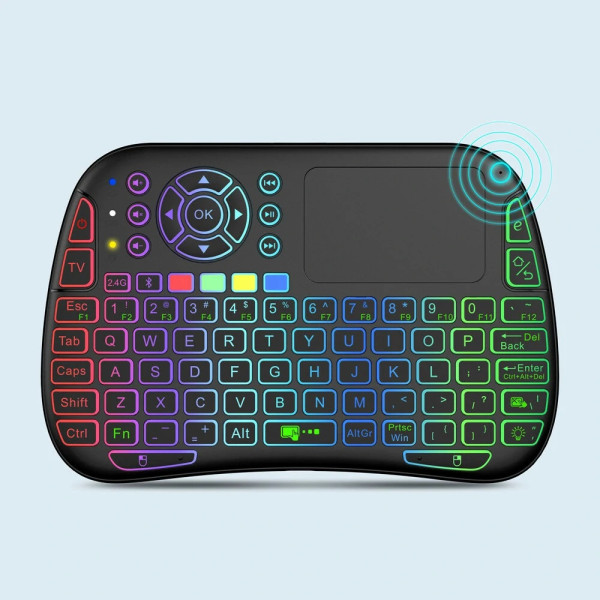Ασύρματο πληκτρολόγιο Mini Wireless M9 με touchpad και διπλή λειτουργία 2.4G + Bluetooth με φωτισμό πλήκτρων 8 χρωμάτων για Android TV Box και υπολογιστή PC M9 Μαύρο