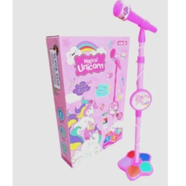 Magical Unicorn Παιδικό μικρόφωνο καραόκε με ρυθμιζόμενη βάση & φωτισμό LED 5369A Ροζ