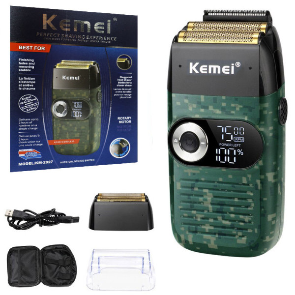 Επαναφορτιζόμενη Ξυριστική Μηχανή Προσώπου Kemei KM-2027 Πράσινο