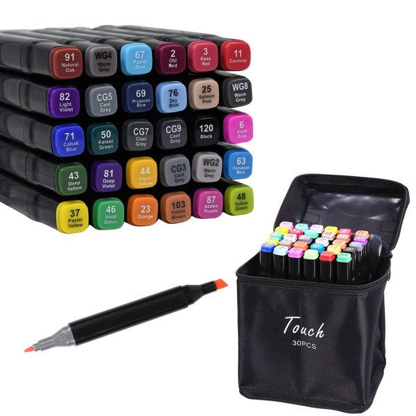 Σετ Μαρκαδόροι Ζωγραφικής με Διπλή Μύτη και Βαλιτσάκι σε 30 Χρώματα