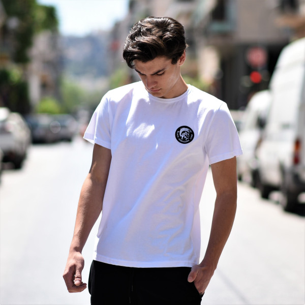 ΑΝΔΡΙΚΗ ΜΠΛΟΥΖΑ T-SHIRT ΛΑΙΜΟΣ ΛΟΓΟΤΥΠΟ MOHICANS MCNS07.ΛΕΥΚΟ