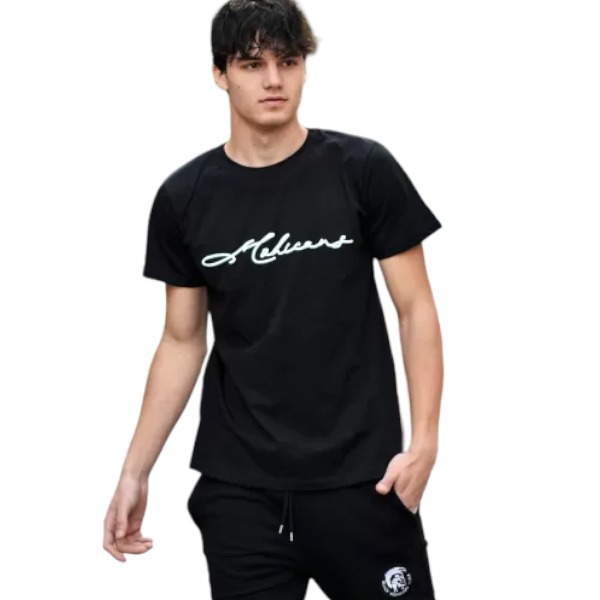 ΑΝΔΡΙΚΗ ΜΠΛΟΥΖΑ T-SHIRT ΛΑΙΜΟΣ CALLIGRAPHIC MOHICANS MCNS09.ΜΑΥΡΟ