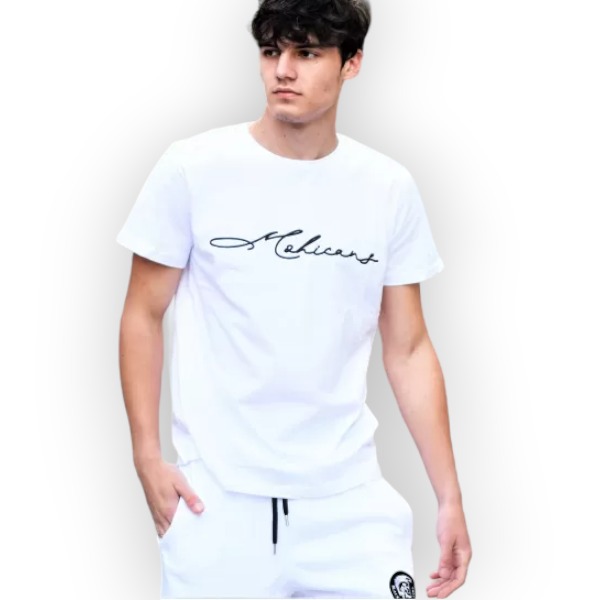 ΑΝΔΡΙΚΗ ΜΠΛΟΥΖΑ T-SHIRT ΛΑΙΜΟΣ CALLIGRAPHIC MOHICANS MCNS09.ΛΕΥΚΟ