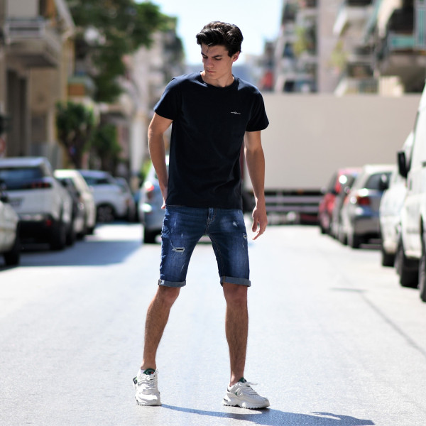 ΑΝΔΡΙΚΗ ΜΠΛΟΥΖΑ T-SHIRT ΛΑΙΜΟΣ SMALL CALLIGRAPHIC MOHICANS MCNS12 ΜΠΛΕ