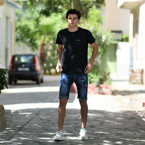 ΑΝΔΡΙΚΗ ΜΠΛΟΥΖΑ T-SHIRT ΛΑΙΜΟΣ SMALL CALLIGRAPHIC MOHICANS MCNS12 ΜΠΛΕ