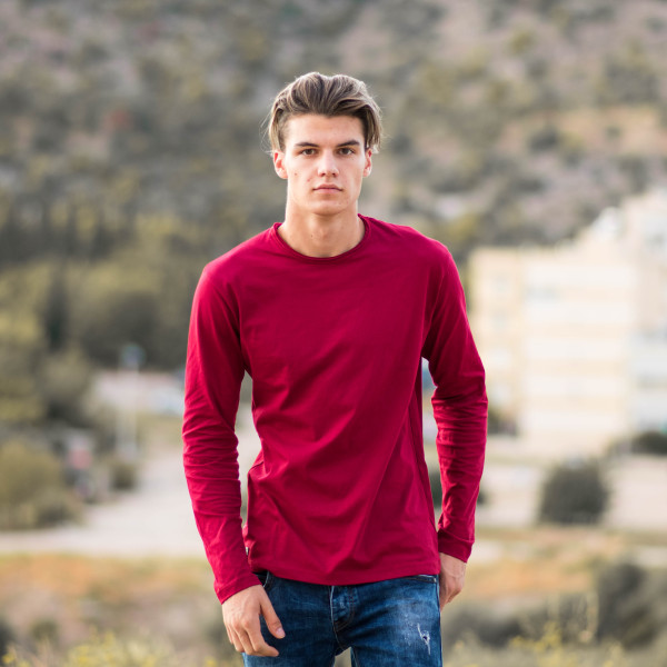 ΑΝΔΡΙΚΗ ΜΠΛΟΥΖΑ T-SHIRT ΜΑΚΡΥΜΑΝΙΚΙ MOHICANS 303 BORDO