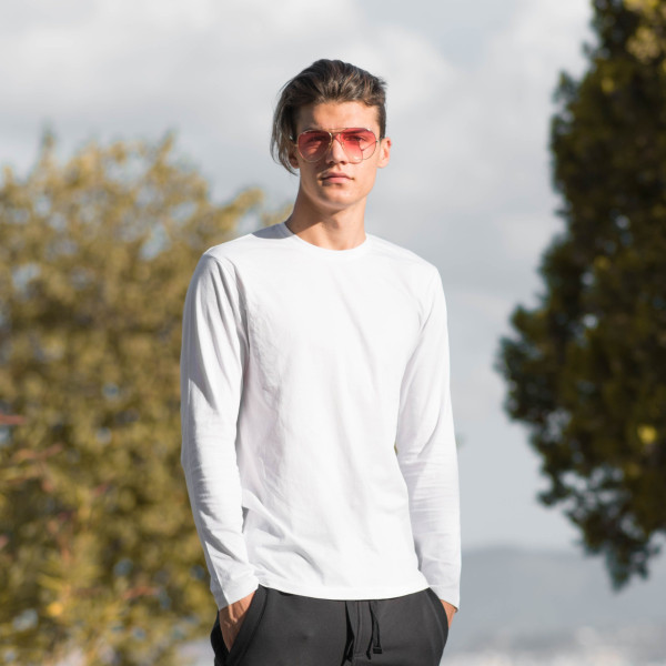 ΑΝΔΡΙΚΗ ΜΠΛΟΥΖΑ T-SHIRT ΜΑΚΡΥΜΑΝΙΚΙ MOHICANS G278-1 ΛΕΥΚΟ