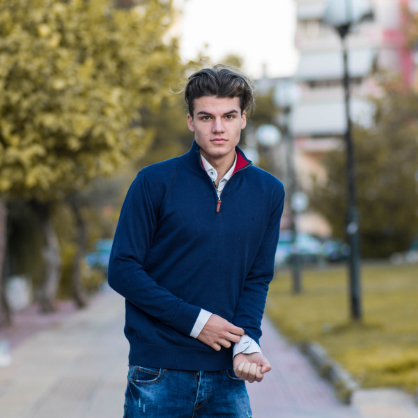 MEN'S KNITTING ZIPPER COTTON MOHICANS 353 BLUE