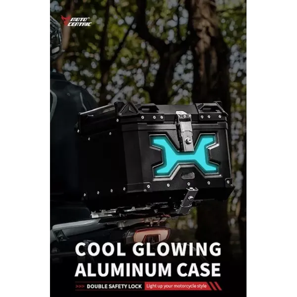 MotoCentric Aluminium Μοτοσυκλέτας Αλουμινίου Top Case 45lt MC-45-001-BK-GN Black