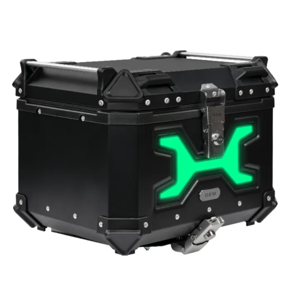 MotoCentric Aluminium Μοτοσυκλέτας Αλουμινίου Top Case 45lt MC-45-001-BK-GN Black