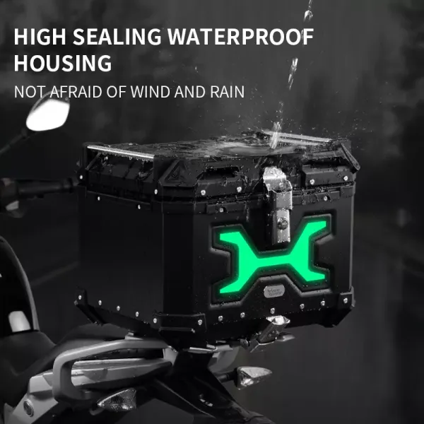 MotoCentric Aluminium Μοτοσυκλέτας Αλουμινίου Top Case 45lt MC-45-001-BK-GN Black