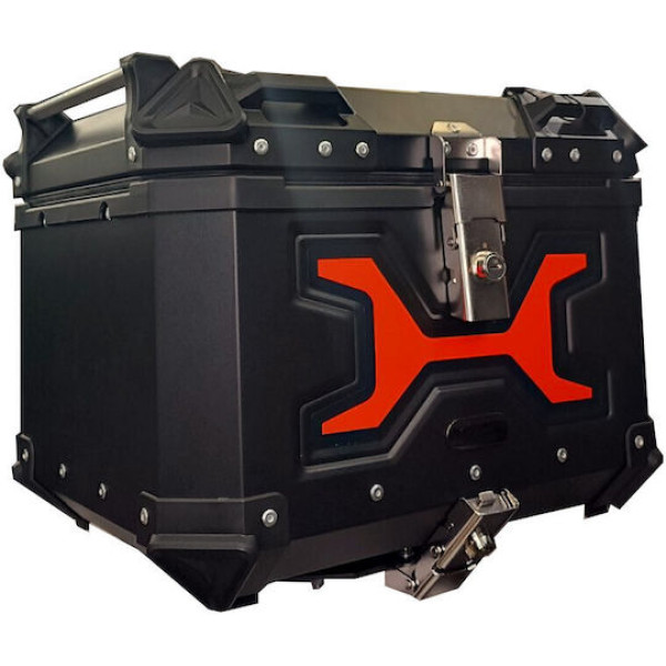 MotoCentric Aluminium  Μοτοσυκλέτας Αλουμινίου Top Case 45lt MC-45-001-RD Black
