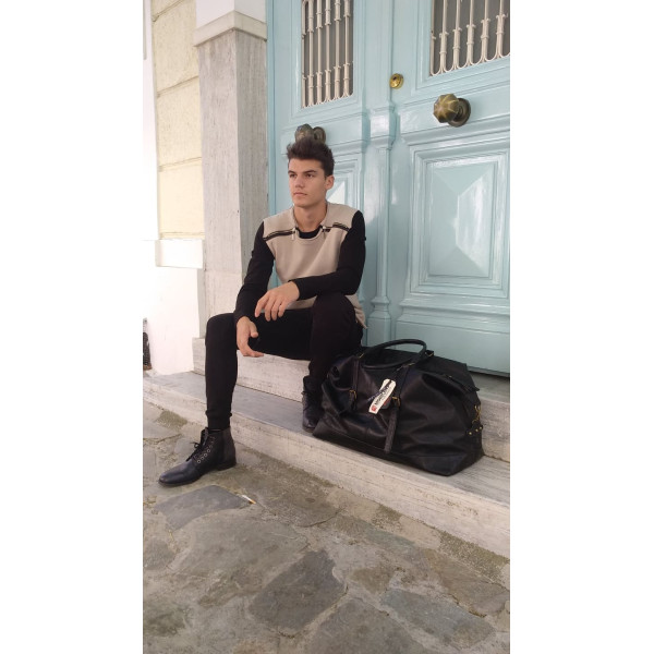 MEN'S BLOUSE SWEATSHIRT SLEEVELESS ZIPPER MOHICANS 106 BEIGE