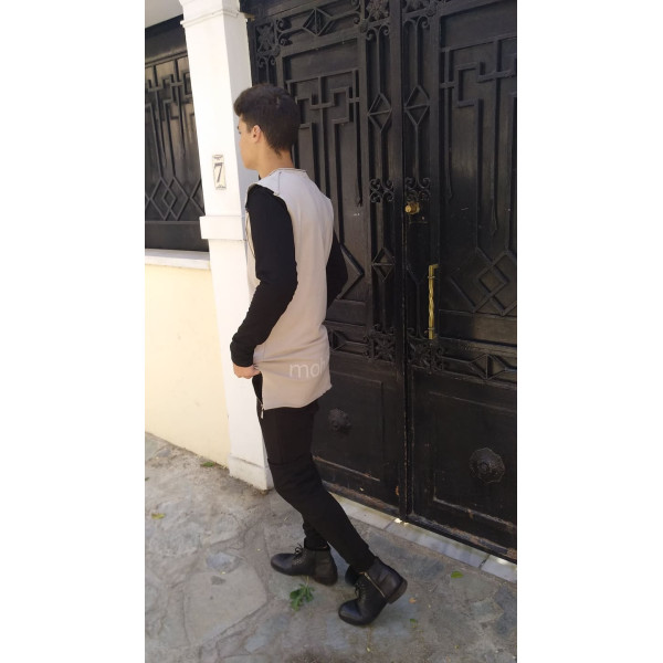 MEN'S BLOUSE SWEATSHIRT SLEEVELESS ZIPPER MOHICANS 106 BEIGE