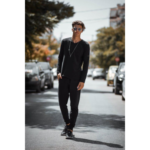 ΑΝΔΡΙΚΗ ΜΠΛΟΥΖΑ T-SHIRT ΜΑΚΡΥΜΑΝΙΚΗ MOHICANS T-SFT012 ΜΑΥΡΟ