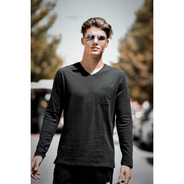 ΑΝΔΡΙΚΗ ΜΠΛΟΥΖΑ T-SHIRT ΜΑΚΡΥΜΑΝΙΚΗ MOHICANS T-SFT012 ΜΑΥΡΟ