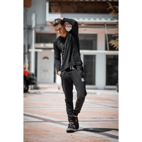 ΑΝΔΡΙΚΗ ΜΠΛΟΥΖΑ T-SHIRT ΜΑΚΡΥΜΑΝΙΚΗ MOHICANS T-SFT012 ΜΑΥΡΟ