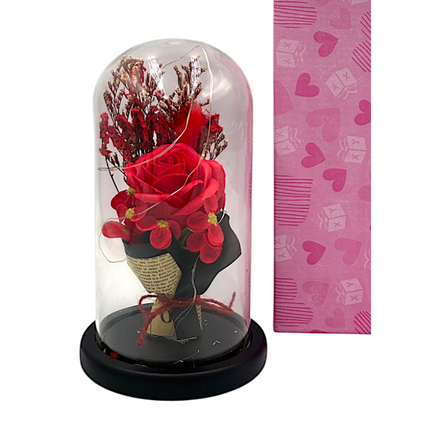 Μπουκέτο με Παντοτινό Τριαντάφυλλο με LED 82631 Κόκκινο