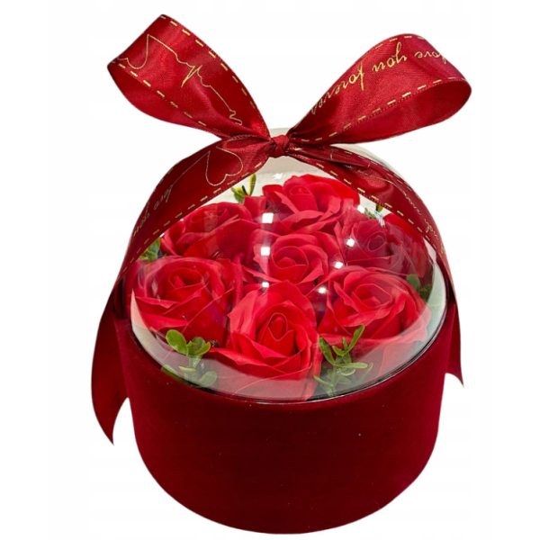 Μπουκέτο Τεχνητό Κόκκινο Τριαντάφυλλο με Κουτί Δώρο Αγ Βαλεντίνου 84703 Κόκκινο