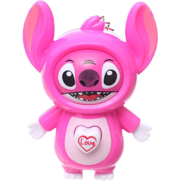 Μπρελόκ Stitch Με Αλλαγή Προσώπων 9,5cm Ροζ MANZ-02-2