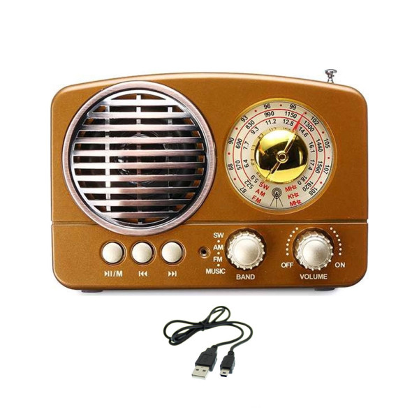 Φορητό Ασύρματο Retro Ηχείο Bluetooth FM/USB/TF/AUX 5W Meier M-161BT Καφέ