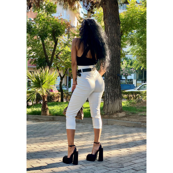 TROUSERS ELASTIC HIGH WAIST MOHICANS MYI182 WHITE