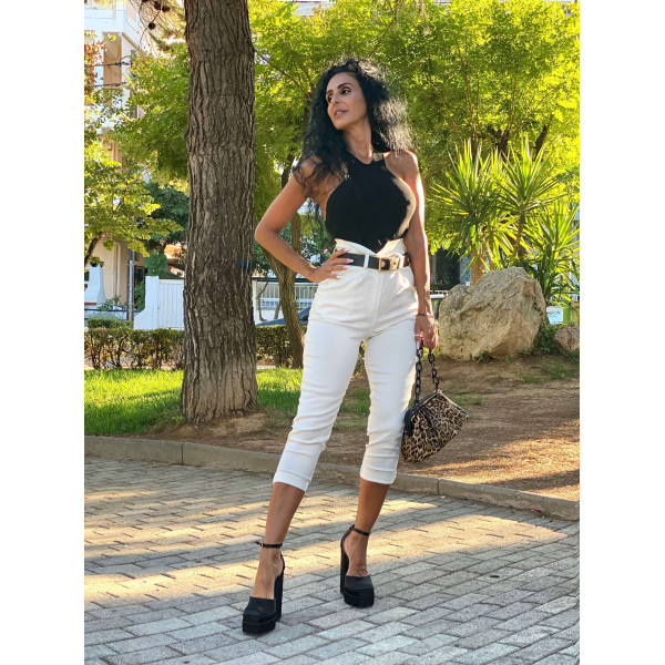 TROUSERS ELASTIC HIGH WAIST MOHICANS MYI182 WHITE