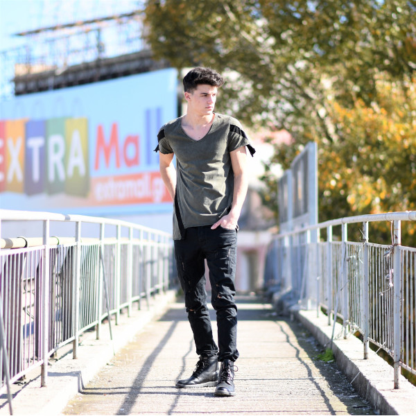 ΑΝΔΡΙΚΗ ΜΠΛΟΥΖΑ T-SHIRT ΚΟΝΤΟ ΜΑΝΙΚΙ  MOHICANS P636083 ΧΑΚΙ