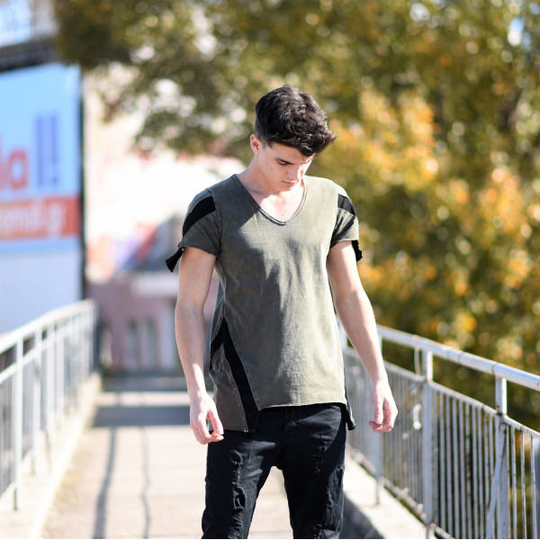 ΑΝΔΡΙΚΗ ΜΠΛΟΥΖΑ T-SHIRT ΚΟΝΤΟ ΜΑΝΙΚΙ  MOHICANS P636083 ΧΑΚΙ